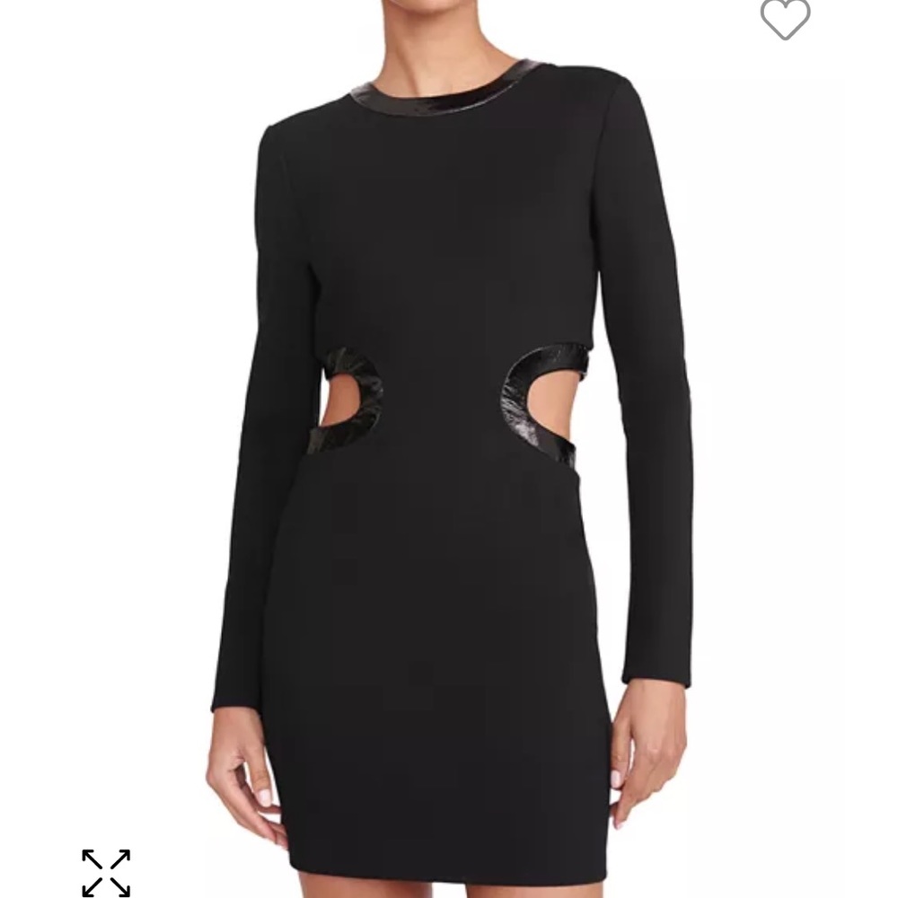 STAUD Black Long-Sleeve Cutout Mini Dress